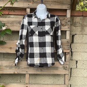 Black and white button down flannel